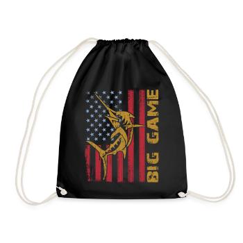 Marlin sauteur avec drapeau américain Pêche en haute mer - Sac de sport léger - noir - Devant