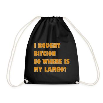 Krypto Meme: Wo ist mein Lambo? - Turnbeutel - Schwarz - Vorne