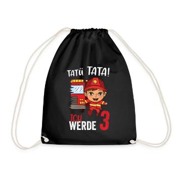 Tatü tata ich werde 3 Jahre Alt Feuerwehr - Turnbeutel - Schwarz - Vorne