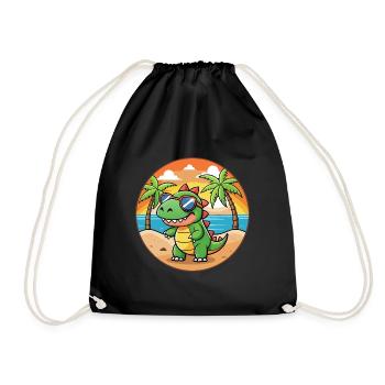 Dinosaurier Lustige Cartoon Sommer Strand Sonnenbrille - Turnbeutel - Schwarz - Vorne