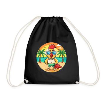 Hahn Lustige Cartoon Sommer Strand Sonnenbrille - Turnbeutel - Schwarz - Vorne