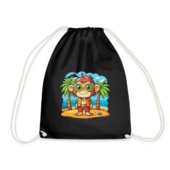 Lunettes de soleil de plage d’été de dessin animé drôle de singe - Sac de sport léger - noir - Devant
