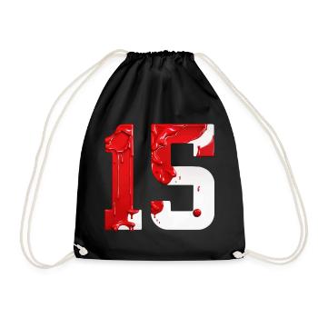 NR. 15 NUMMER 15 ROT WEIß 15. GEBURTSTAG - Turnbeutel - Schwarz - Vorne