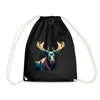 Moose Cartoon Character Colorful Pet Animal - Drawstring Bag - black - Front
