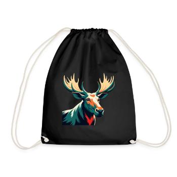 Moose Cartoon Character Colorful Pet Animal - Drawstring Bag - black - Front