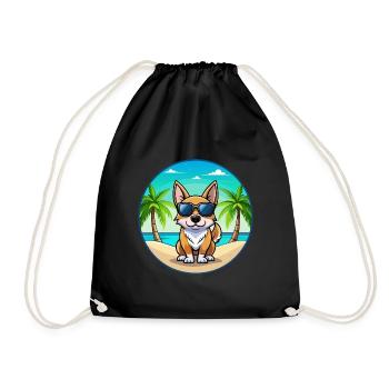 Schwedische Vallhund Hunderasse Cartoon Sonnenbrille Strand - Turnbeutel - Schwarz - Vorne