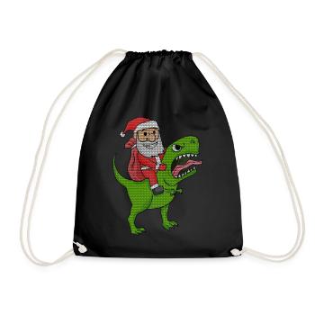 Weihnachten Dinosaurier Ugly Christmas Effekt - Turnbeutel - Schwarz - Vorne