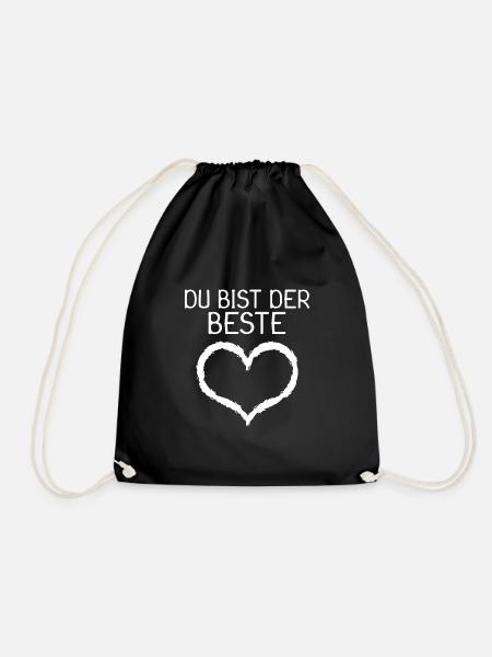 Du bist der Beste Herz Geschenk - Turnbeutel - Schwarz