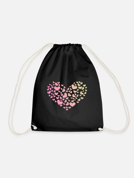 Herz aus Herzchen Liebe Romantisch Jahrestag - Turnbeutel - Schwarz