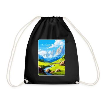 Picos De Europa National Park Spain Travel Poster - Drawstring Bag - black - Front