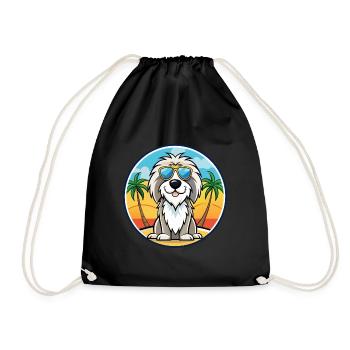 Picardie Schäferhund Rasse Cartoon Sonnenbrille Strand - Turnbeutel - Schwarz - Vorne