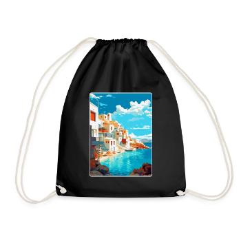 Naxos Greece Vintage Travel Poster WPA Souvenir - Drawstring Bag - black - Front