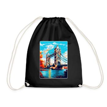 Tower Bridge England Uk Reise Poster Souvenir WPA - Turnbeutel - Schwarz - Vorne