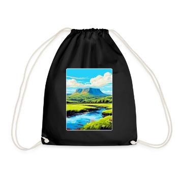 Brecon Beacons Wales Uk Travel Poster Souvenir WPA - Drawstring Bag - black - Front