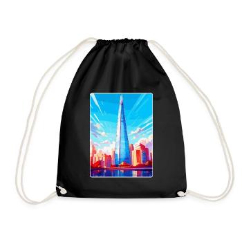 The Shard England Uk Travel Poster Souvenir WPA - Drawstring Bag - black - Front