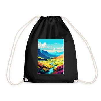 Brecon Beacons Wales Uk Travel Poster Souvenir WPA - Drawstring Bag - black - Front