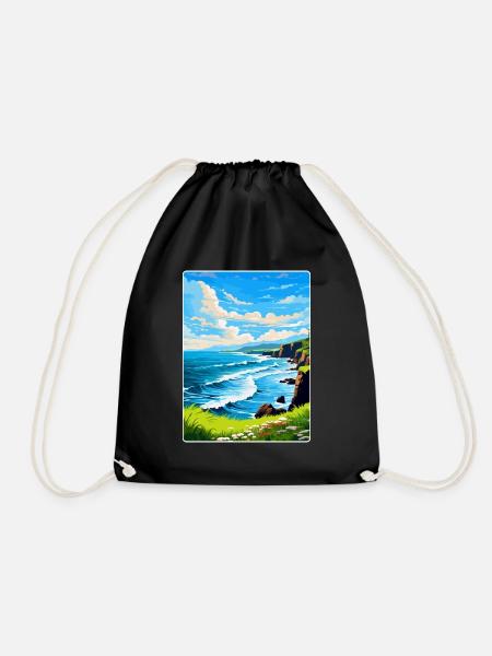 North Coast 500 Scotland Uk Vintage Travel Poster - Drawstring Bag - black