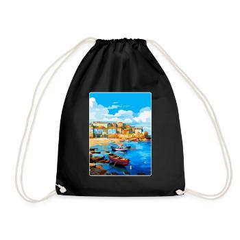 St Ives England Uk Vintage Reiseplakat Souvenir - Turnbeutel - Schwarz - Vorne