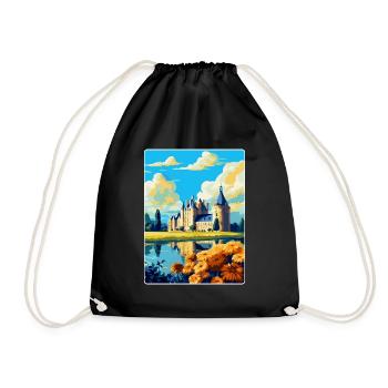 Vallée de la Loire France Affiche de voyage vintage souvenir - Sac de sport léger - noir - Devant