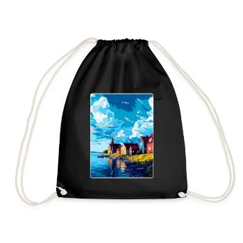 Trelleborg Sweden Vintage Travel Poster Souvenir - Drawstring Bag - black - Front