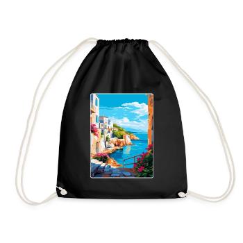 Rhodes Grèce Vintage Voyage Poster WPA Souvenir - Sac de sport léger - noir - Devant