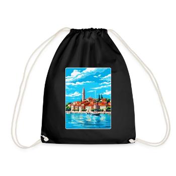 Koper Slowenien Vintage Reiseplakat Souvenir WPA - Turnbeutel - Schwarz - Vorne