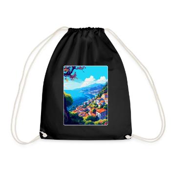 Funchal Portugal Vintage Reiseplakat Souvenir - Turnbeutel - Schwarz - Vorne