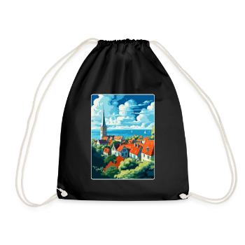 Visby Schweden Vintage Reiseposter WPA Souvenir - Turnbeutel - Schwarz - Vorne