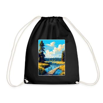 Bory Tucholskie Poland Vintage Travel Poster WPA - Drawstring Bag - black - Front