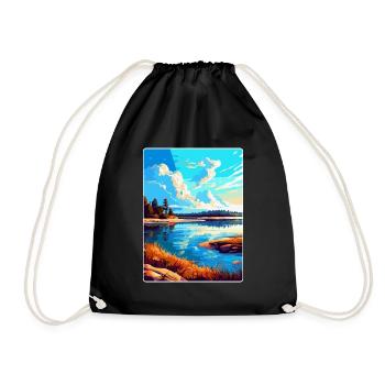 Warta Mouth Poland Vintage Travel Poster Souvenir - Drawstring Bag - black - Front