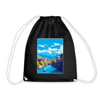 Sarajevo Bosnia Herzegovina Vintage Travel Poster - Drawstring Bag - black - Front