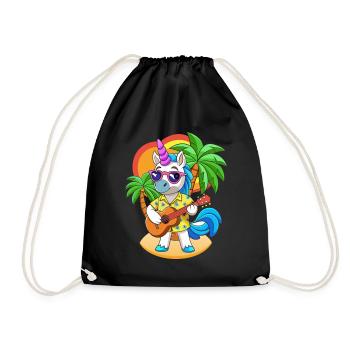 Lustige Einhorn Cartoon Sommer Strand Sonnenbrille - Turnbeutel - Schwarz - Vorne