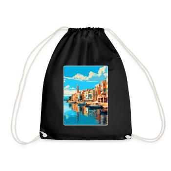 Rethymno Griechenland Vintage Reiseplakat Souvenir WPA - Turnbeutel - Schwarz - Vorne