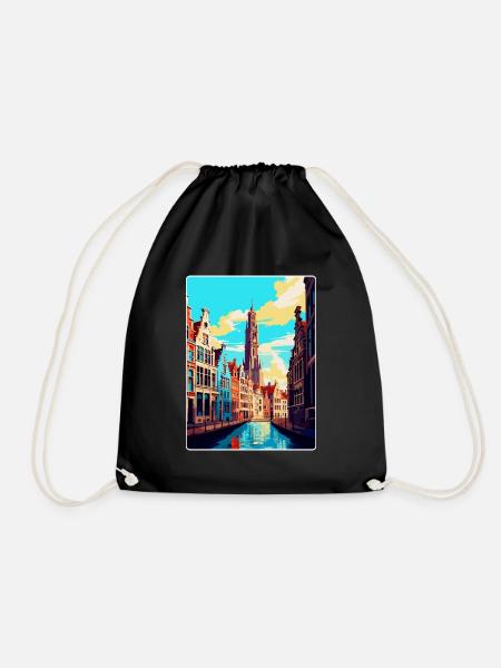 Antwerpen Belgien Vintage Reiseplakat Souvenir WPA - Turnbeutel - Schwarz