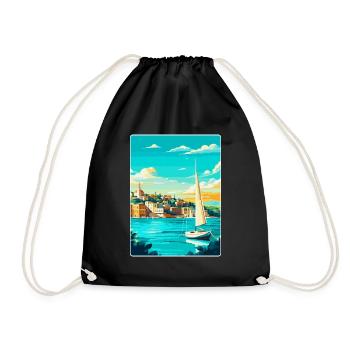 Ibiza Spanien Vintage Reise Poster WPA Kunst Souvenir - Turnbeutel - Schwarz - Vorne