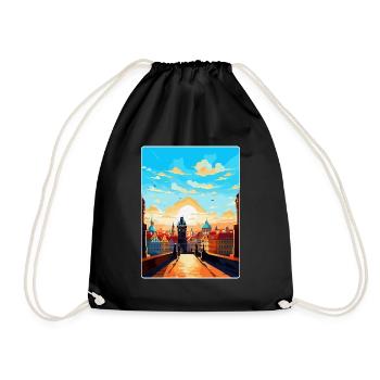 Prague Czech Republic Vintage Travel Poster WPA - Drawstring Bag - black - Front