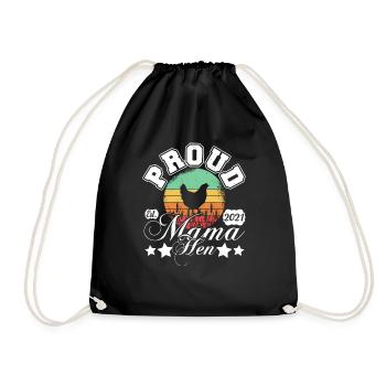Proud Mommy Hen Retro Sun Circle - Drawstring Bag - black - Front