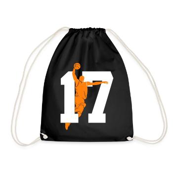 NUMBER 17 BASKETBALL 17TH BIRTHDAY - Drawstring Bag - black - Front