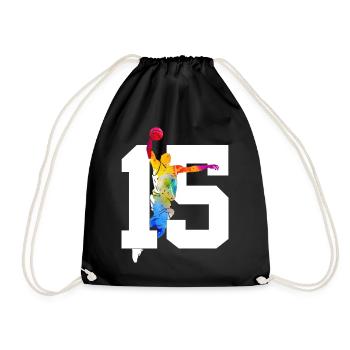 NUMMER 15 BASKETBALL 15. GEBURTSTAG - Turnbeutel - Schwarz - Vorne