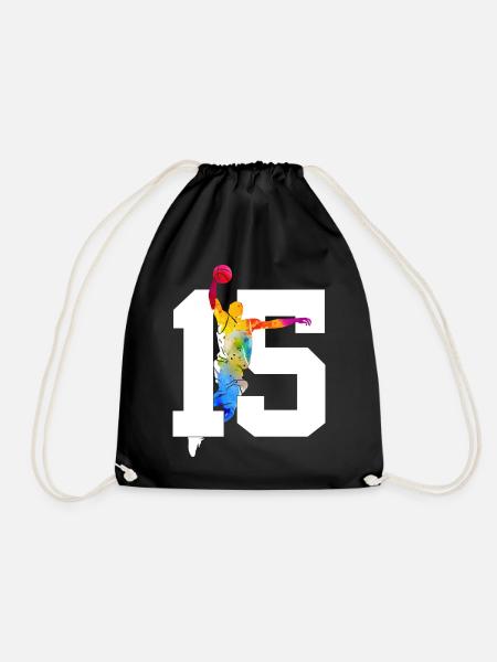 NUMMER 15 BASKETBALL 15. GEBURTSTAG - Turnbeutel - Schwarz