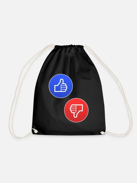 Kontrast-Daumen Hoch/Runter Symbole - Turnbeutel - Schwarz
