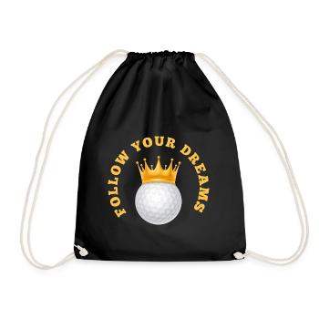 FOLLOW YOUR DREAMS GOLFBALL mit Krone - Turnbeutel - Schwarz - Vorne