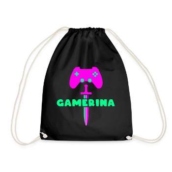GAMERINA Neon Sword Logo - Turnbeutel - Schwarz - Vorne