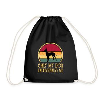 Cirneco Dell Etna Hund Liebe Silhouette Retro Sonnenuntergang - Turnbeutel - Schwarz - Vorne