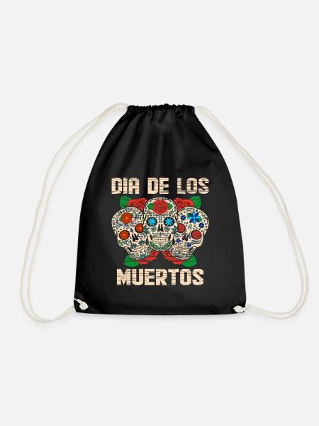 Dia De Los Muertos Floral Sugar Skull Mexican - Turnbeutel - Schwarz