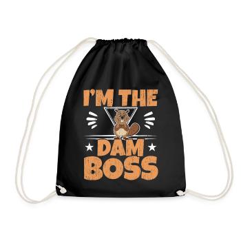 Ich bin der Damm-Boss Wildtier Tier Nager Biber - Turnbeutel - Schwarz - Vorne