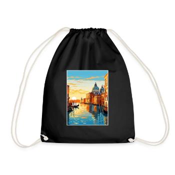 Venedig Italien Dekoration Markusplatz Souvenir - Turnbeutel - Schwarz - Vorne