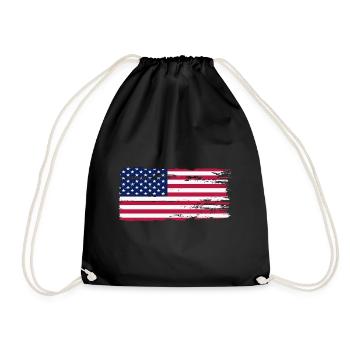 Brushed US Flagge Druck - Turnbeutel - Schwarz - Vorne