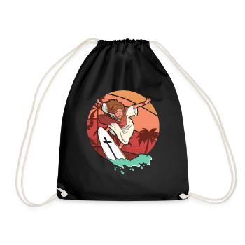 Surfen Jesus Christus Surfer Surfbrett Christ - Turnbeutel - Schwarz - Vorne
