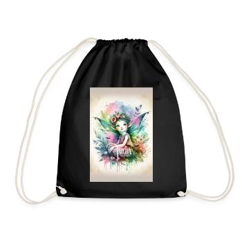 Leprechaun - Pixies - Blumen, Aquarell & Fee - Turnbeutel - Schwarz - Vorne